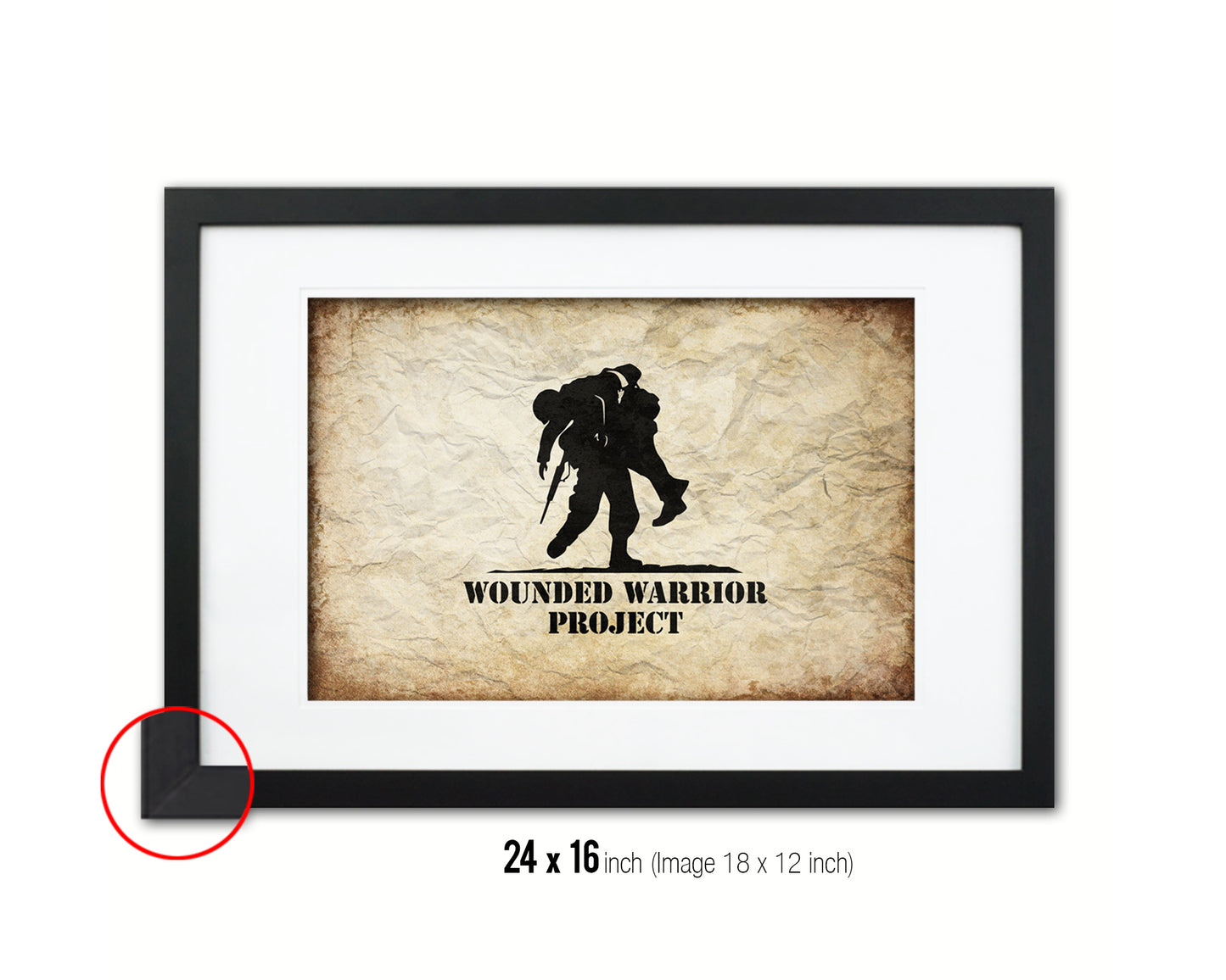 Wounded Warrior Project Vintage Military Flag Framed Print Sign Decor Wall Art Gifts