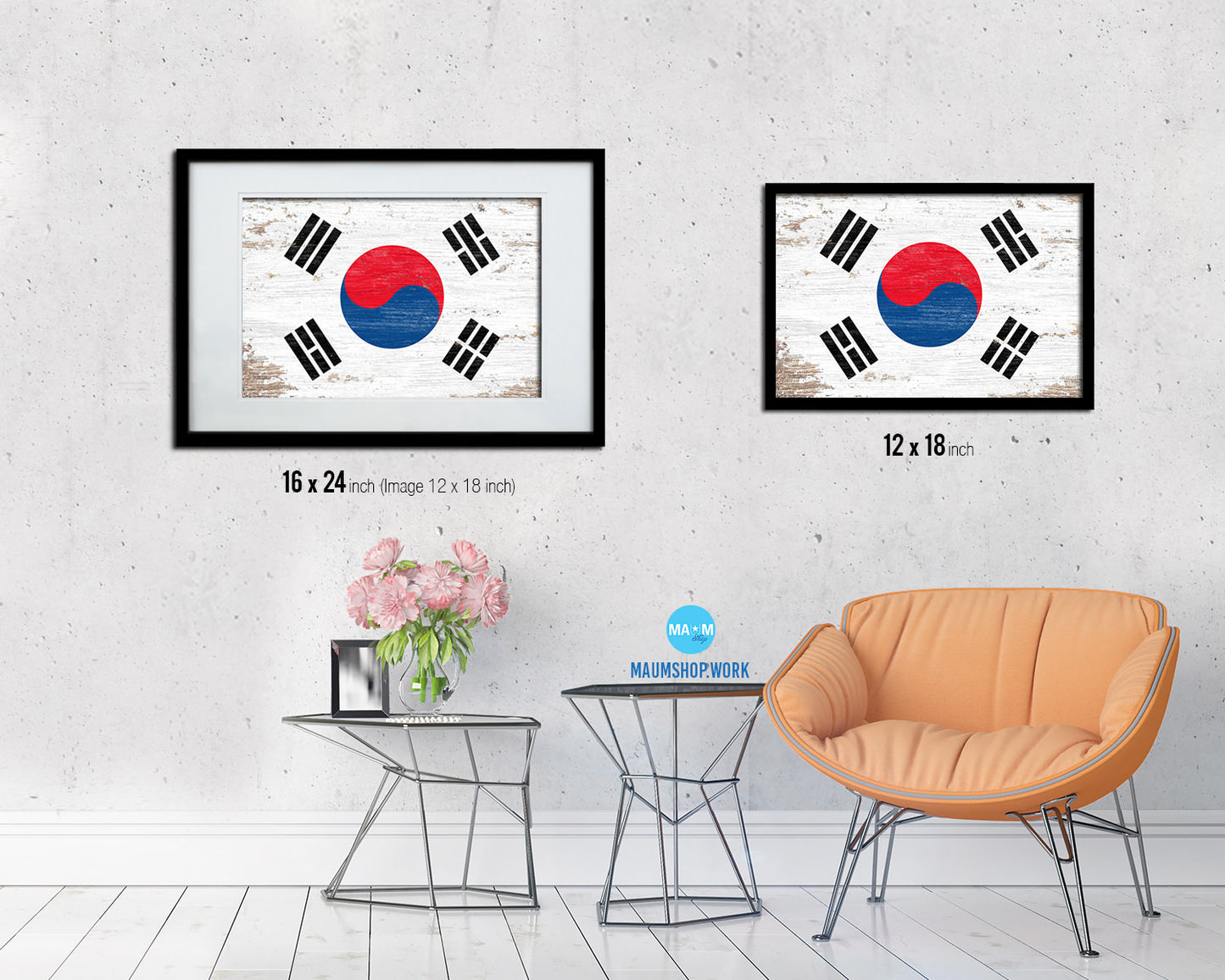 Korea Shabby Chic Country Flag Wood Framed Print Wall Art Decor Gifts