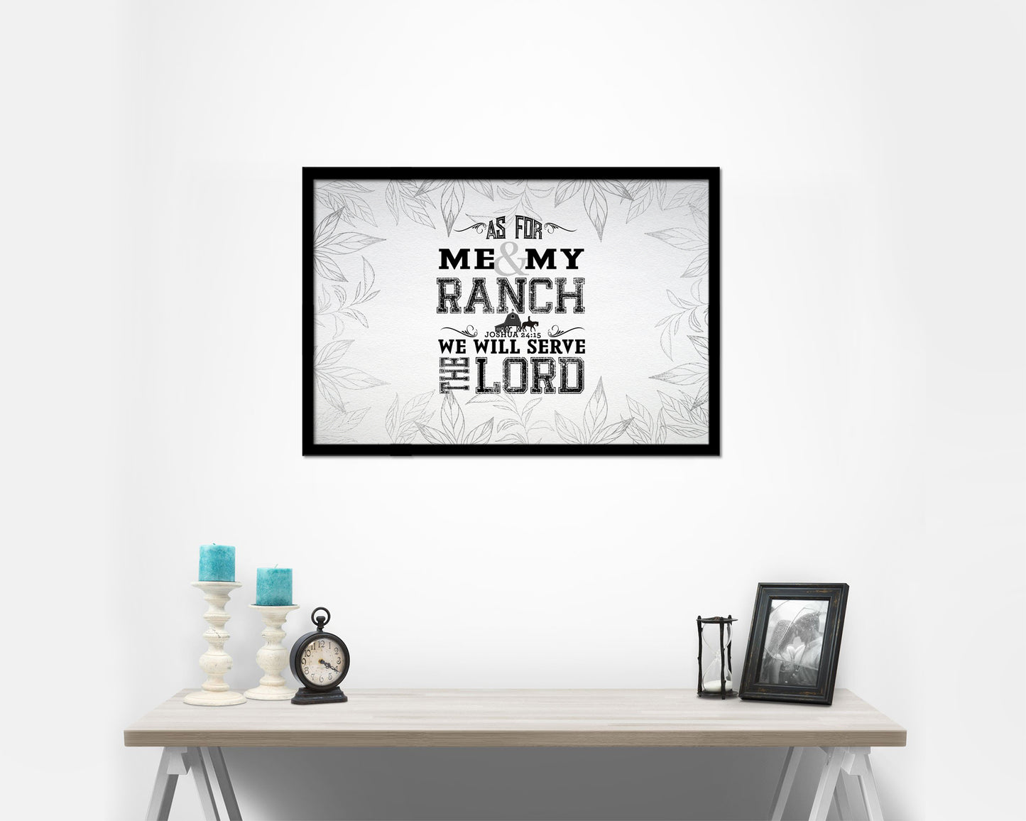 As for me & my ranch, we will serve the Lord Bible Verse Scripture Framed Print Art