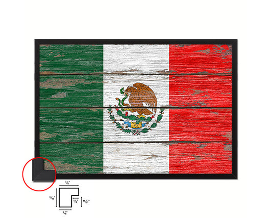 Mexico Country Wood Rustic National Flag Wood Framed Print Wall Art Decor Gifts