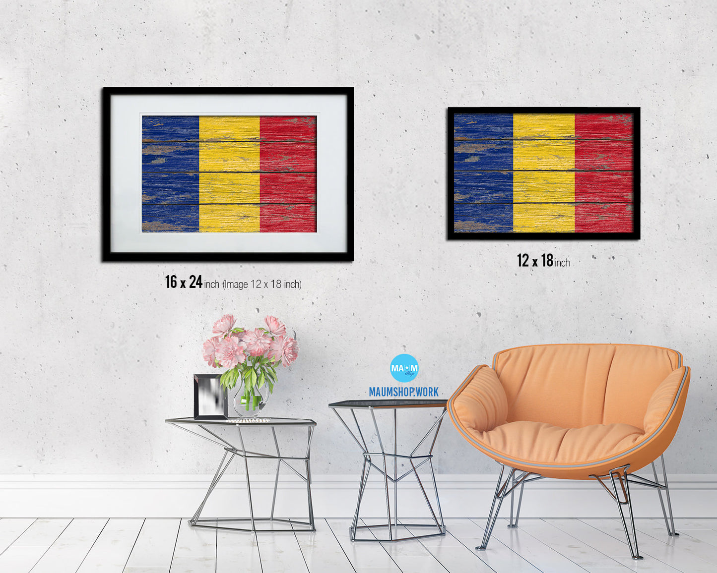 Romania Country Wood Rustic National Flag Wood Framed Print Wall Art Decor Gifts