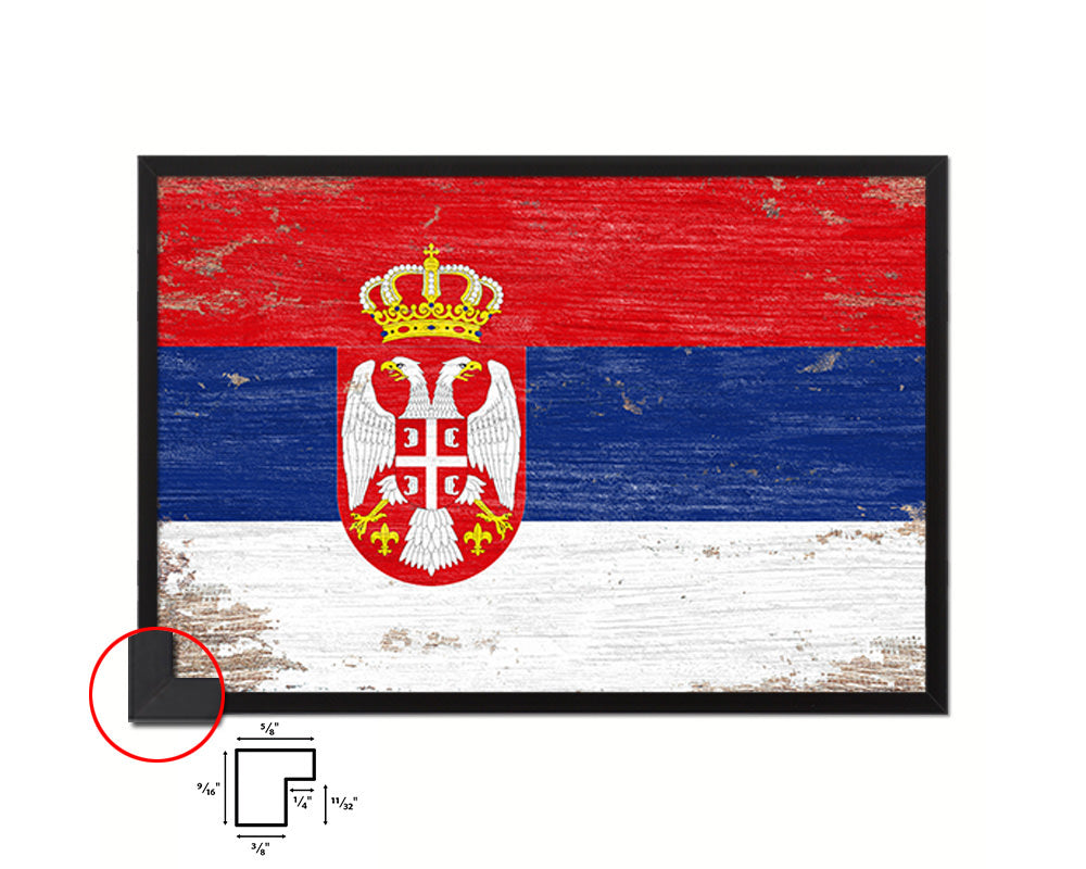 Serbia Shabby Chic Country Flag Wood Framed Print Wall Art Decor Gifts