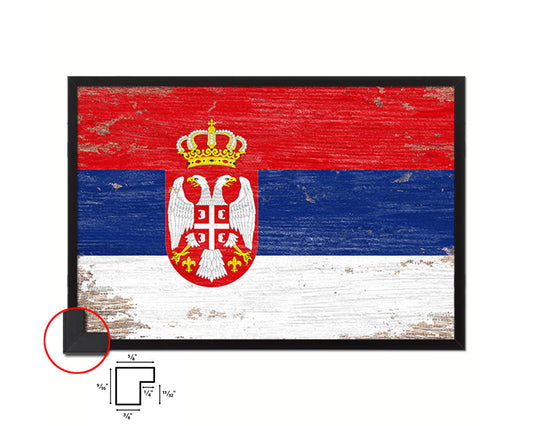 Serbia Shabby Chic Country Flag Wood Framed Print Wall Art Decor Gifts