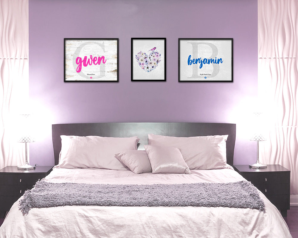 Gwen Personalized Biblical Name Plate Art Framed Print Kids Baby Room Wall Decor Gifts