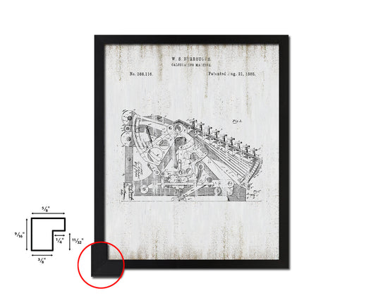 Calculating Machine Tools Vintage Patent Artwork Black Frame Print Gifts