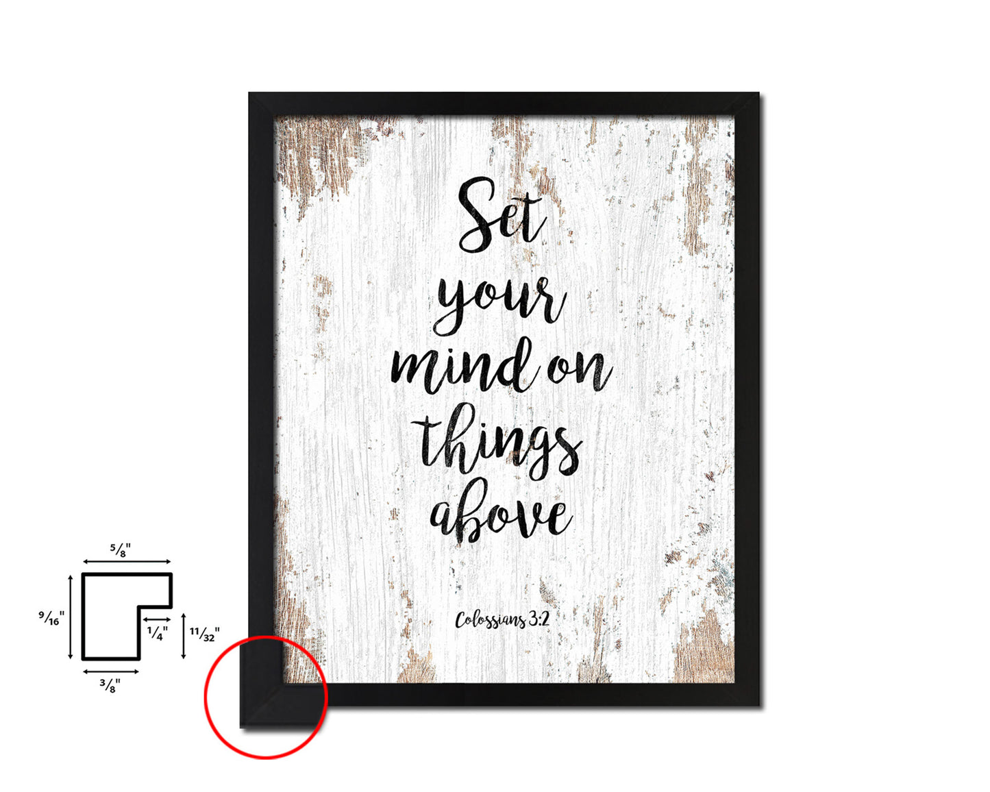 Set your mind on things above, Colossians 3-2 Quote Framed Print Home Decor Wall Art Gifts