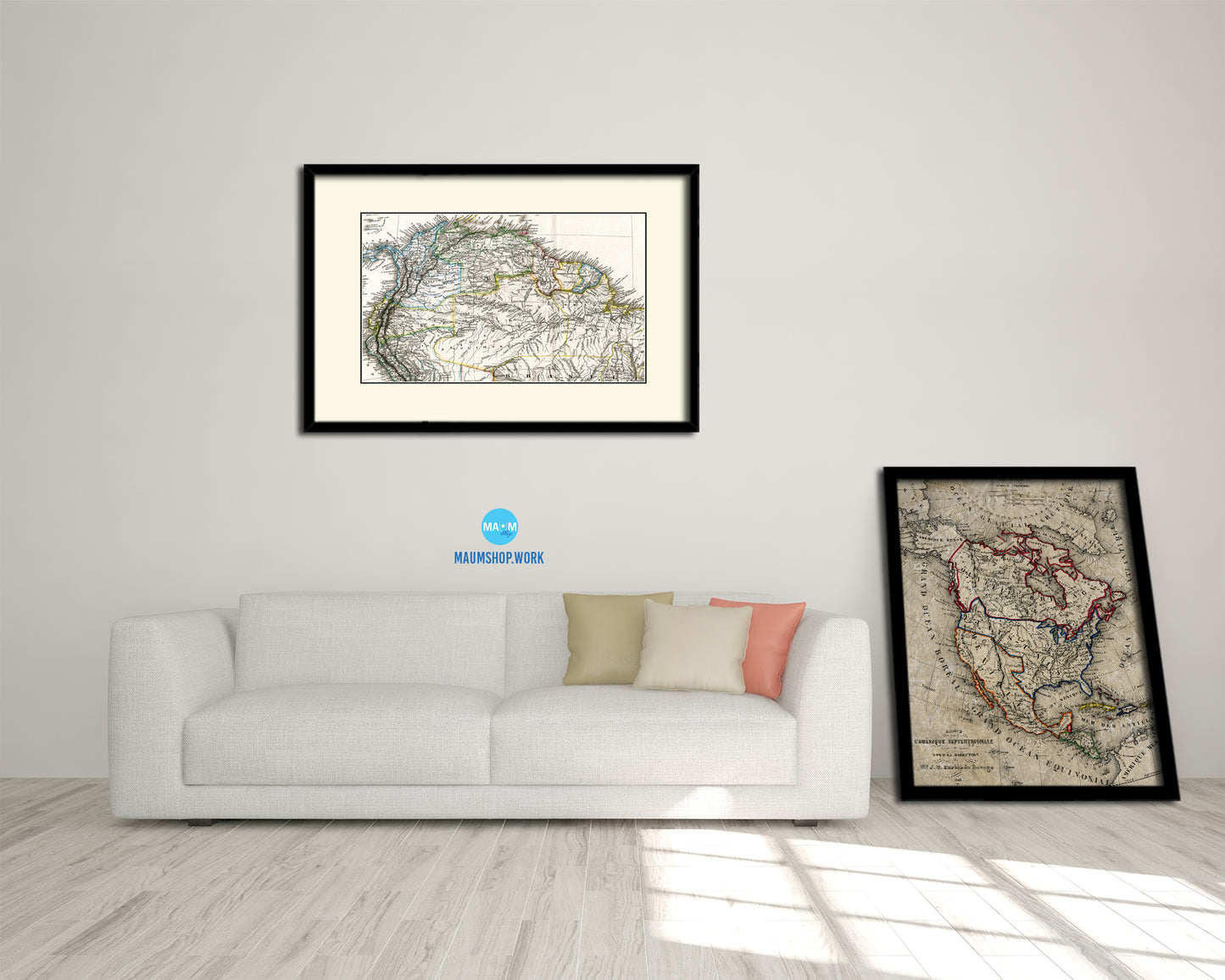 Venezuela Colombia Brazil Old Map Framed Print Art Wall Decor Gifts