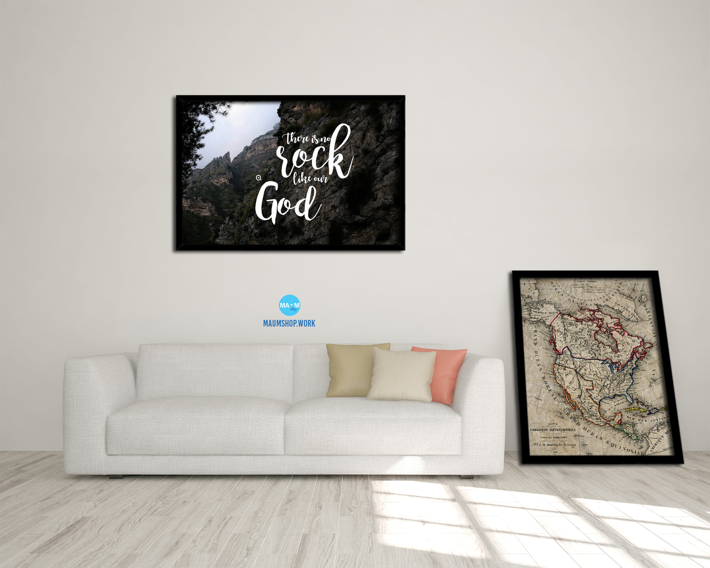 There is no rock like our God Bible Verse Scripture Framed Print Wall Decor Art Gifts