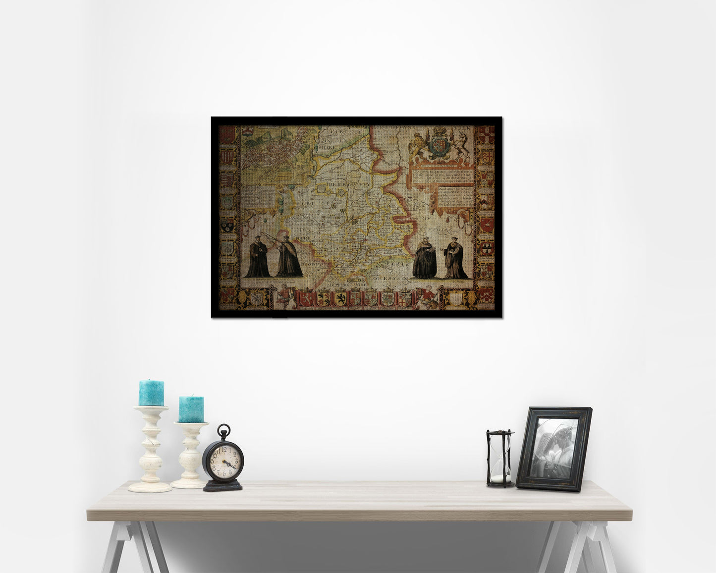 Cambridgeshire Theatre Empire Great Britain John Speed Vintage Map Framed Print Art Gifts