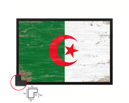 Algeria Shabby Chic Country Flag Wood Framed Print Wall Art Decor Gifts