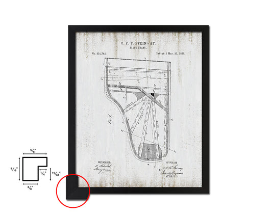 Piano Frame Music Vintage Patent Artwork Black Frame Print Wall Art Decor Gifts