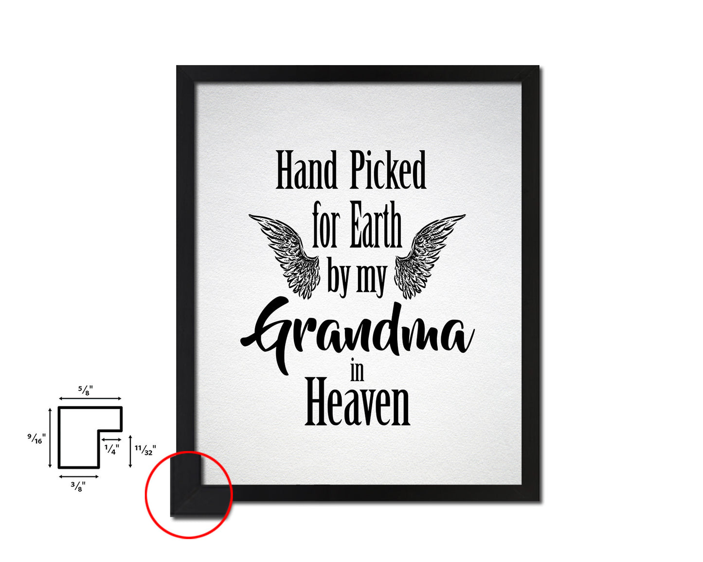 Hand picked for earth by our grandma in heaven Quote Framed Print Wall Art Decor Gifts