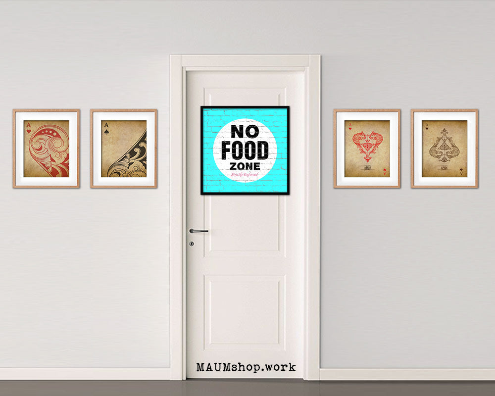 No Food Zone Shabby Chic Sign Wood Framed Art Paper Print Wall Decor Gifts