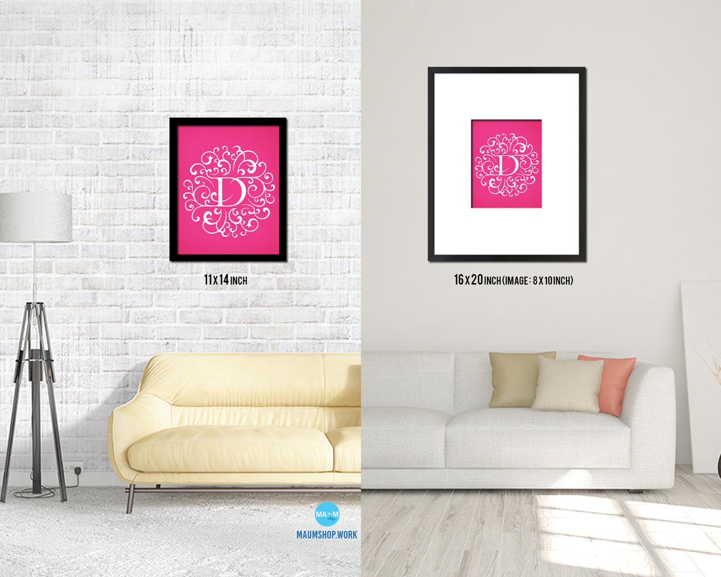 Letter D Mandela Monogram Framed Print Wall Art Decor Gifts