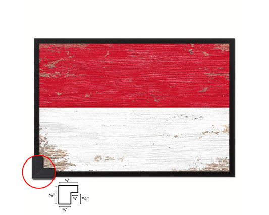 Indonesia Shabby Chic Country Flag Wood Framed Print Wall Art Decor Gifts