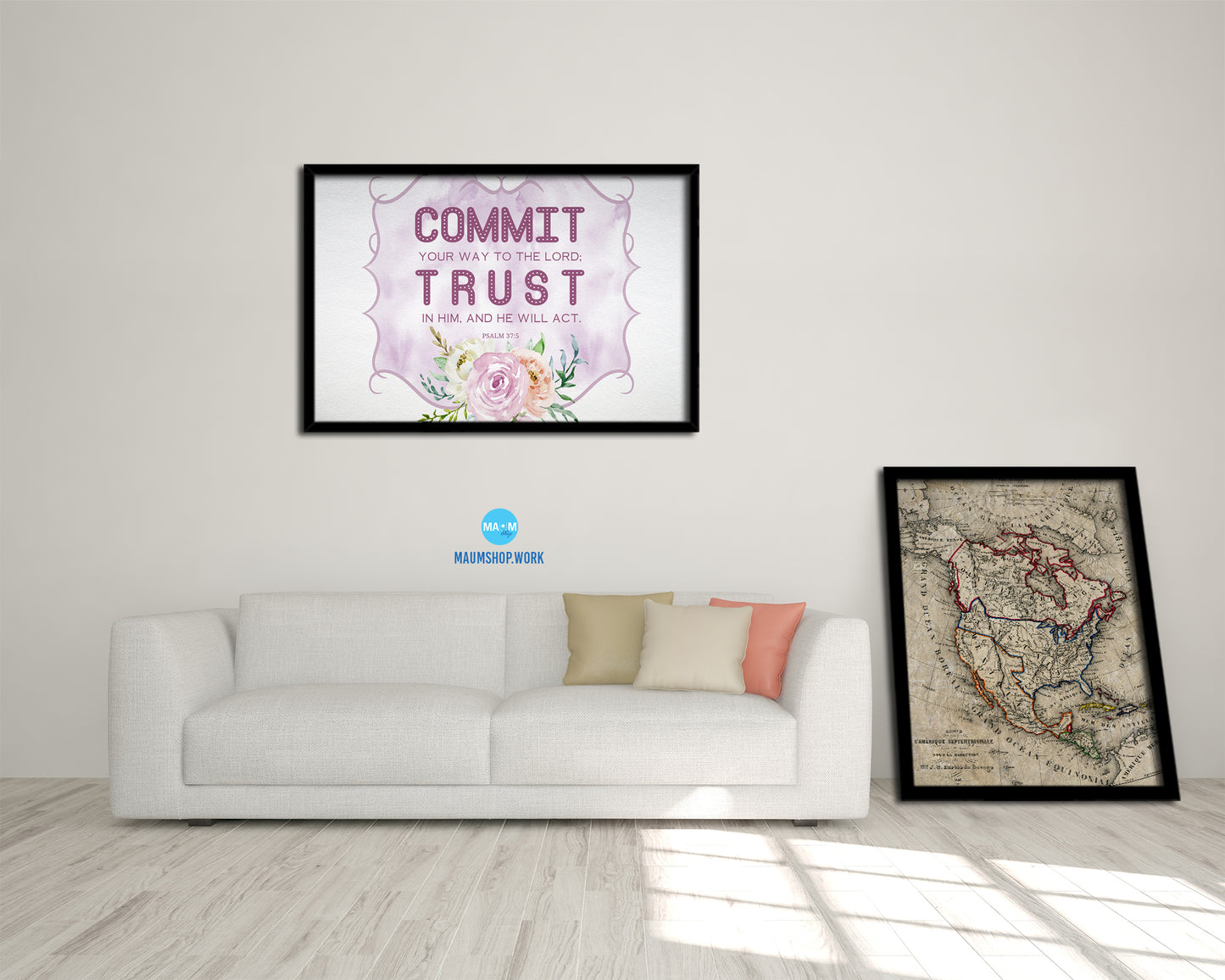 Commit your way to the Lord Bible Verse Scripture Framed Print Wall Decor Art Gifts