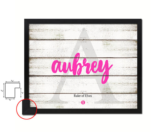 Aubrey Personalized Biblical Name Plate Art Framed Print Kids Baby Room Wall Decor Gifts