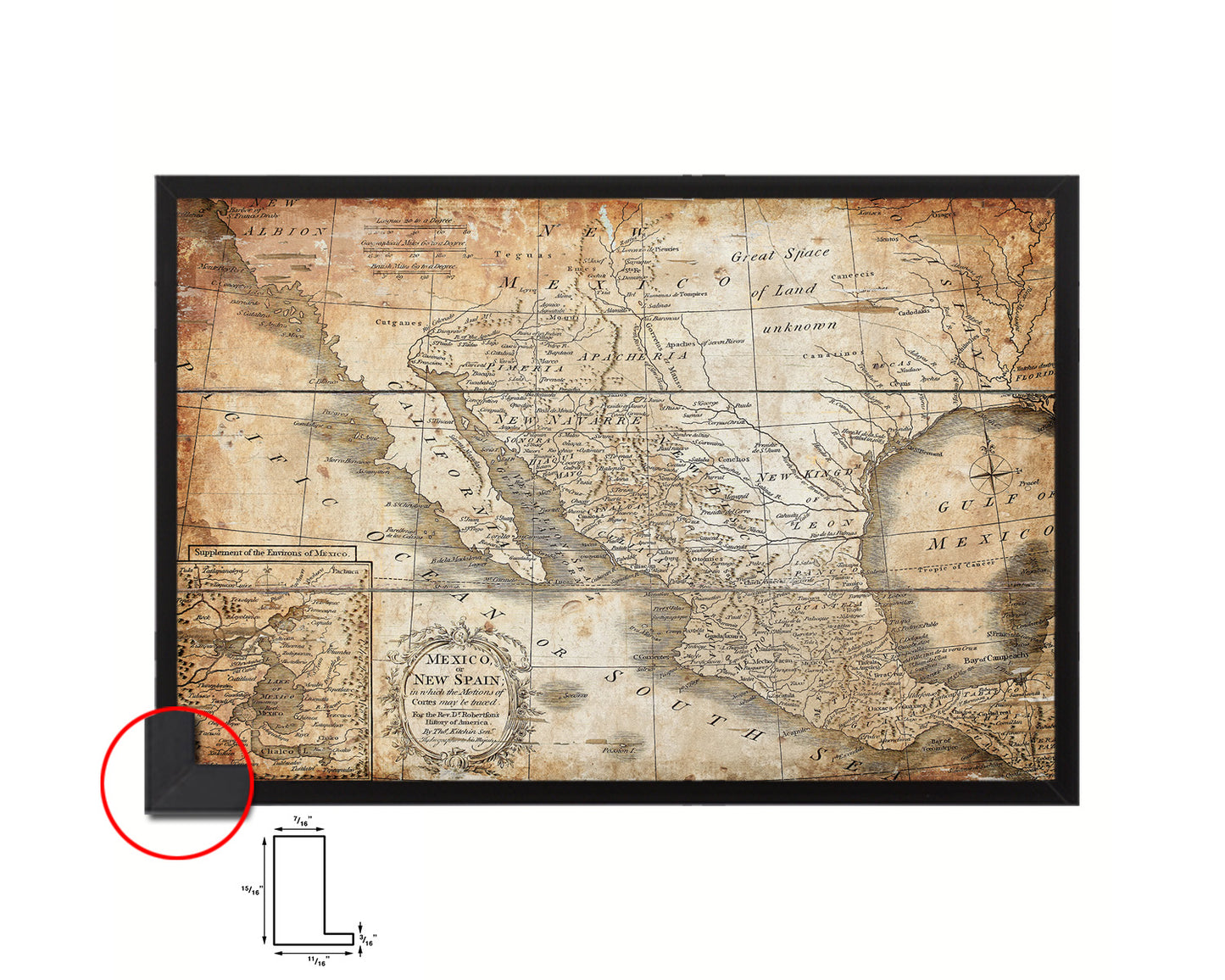 Mexico London 1821 Antique Map Framed Print Art Wall Decor Gifts