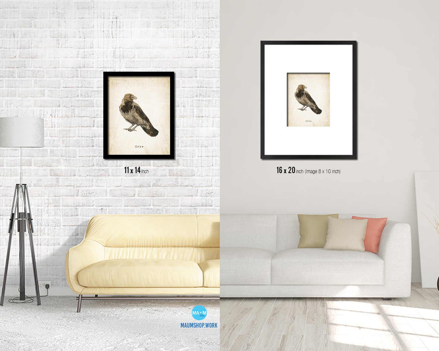 Crow Vintage Bird Fine Art Paper Prints Home Decor Wall Art Gifts