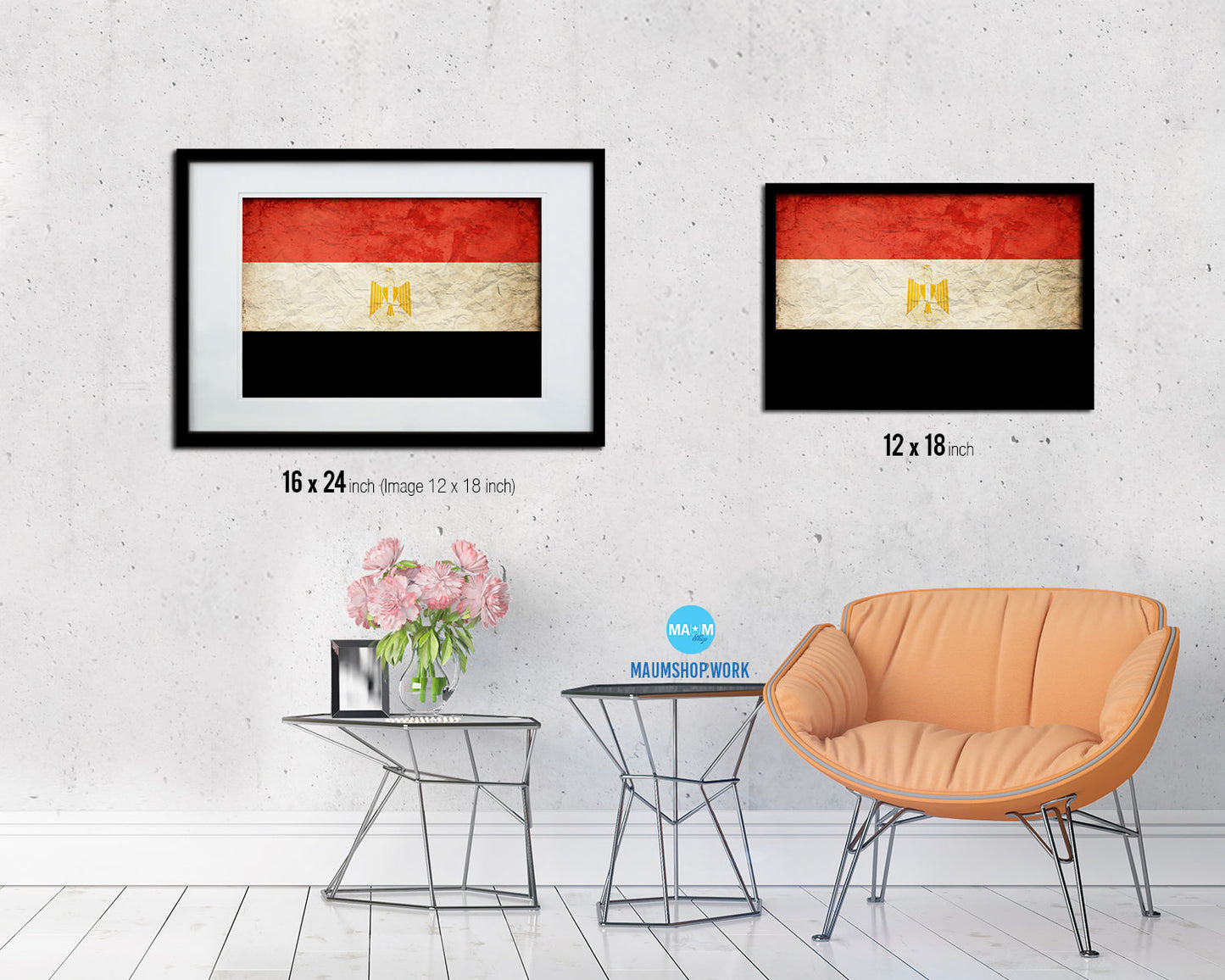 Egypt Country Vintage Flag Wood Framed Print Wall Art Decor Gifts