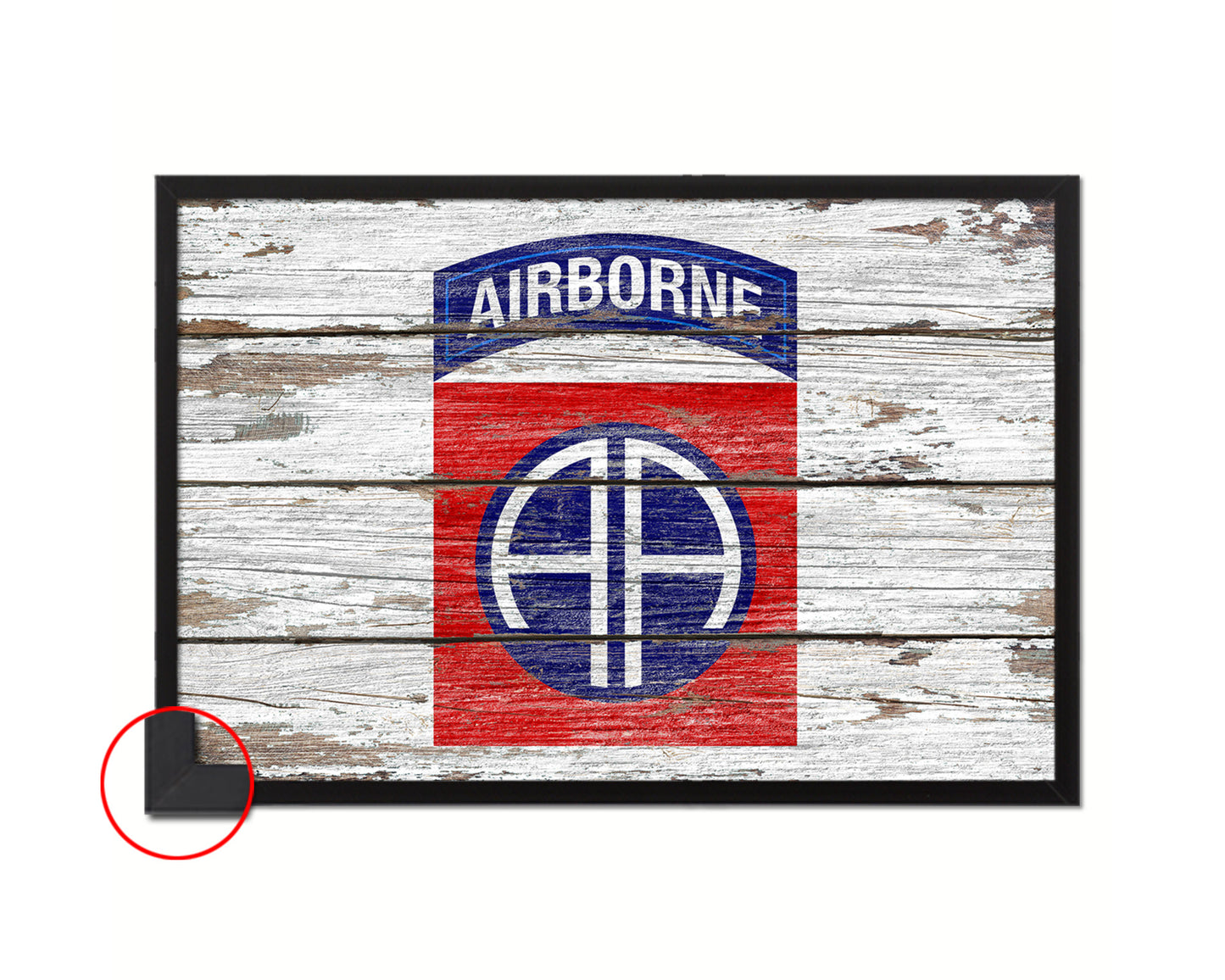 US Army 82nd Airborne Wood Rustic Flag Wood Framed Print Wall Art Decor Gifts