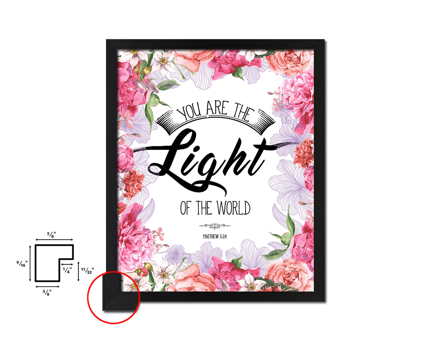 You are the Light of the world, Matthew 5:14 Quote Framed Print Home Decor Wall Art Gifts