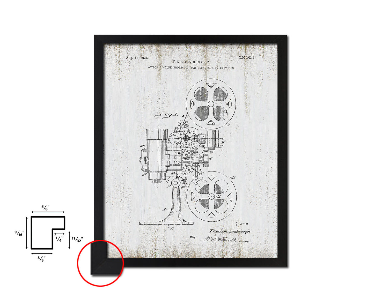 Picture Camera & Projector Motion Vintage Patent Artwork Black Frame Print Gifts