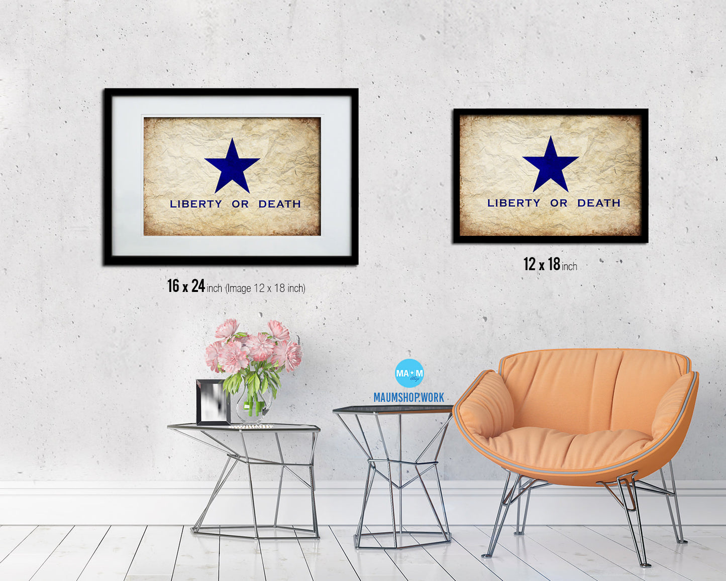 Liberty or Death Goliad Texas Battle Independence Vintage Military Flag Framed Print Art