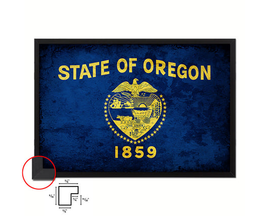 Oregon State Vintage Flag Wood Framed Paper Print Wall Art Decor Gifts