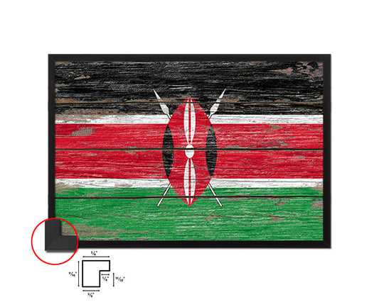 Kenya Country Wood Rustic National Flag Wood Framed Print Wall Art Decor Gifts