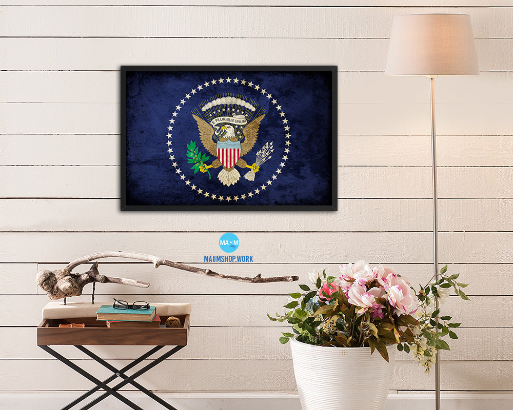 President of the United States American Vintage Military Flag Framed Print Sign Decor Wall Art Gifts