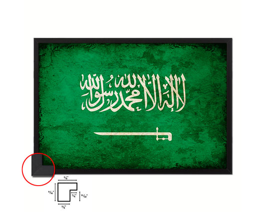 Saudi Arabia Country Vintage Flag Wood Framed Print Wall Art Decor Gifts