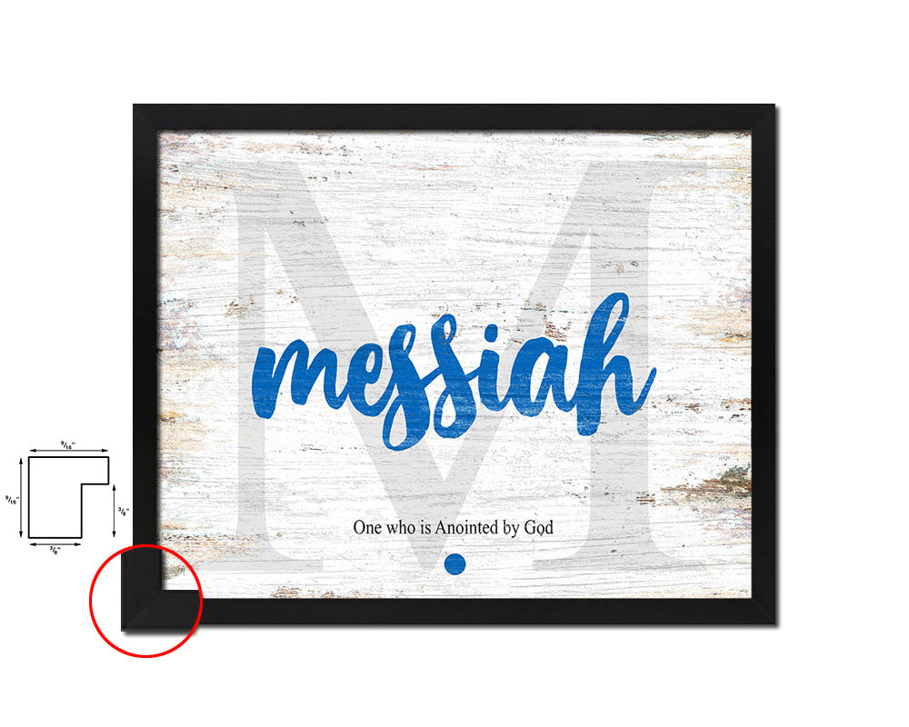 Messiah Personalized Biblical Name Plate Art Framed Print Kids Baby Room Wall Decor Gifts