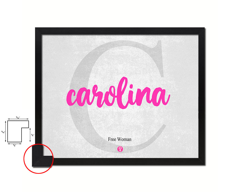 Carolina Personalized Biblical Name Plate Art Framed Print Kids Baby Room Wall Decor Gifts