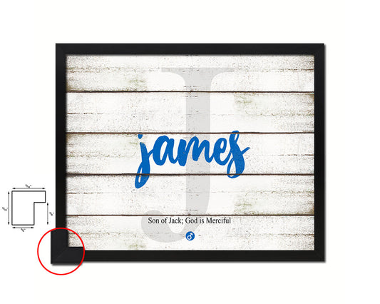 James Personalized Biblical Name Plate Art Framed Print Kids Baby Room Wall Decor Gifts