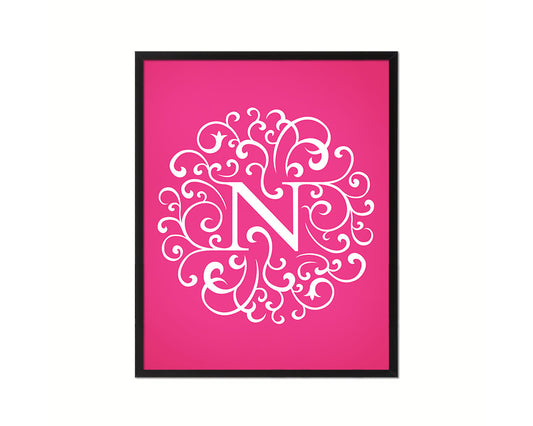 Letter N Mandela Monogram Framed Print Wall Art Decor Gifts