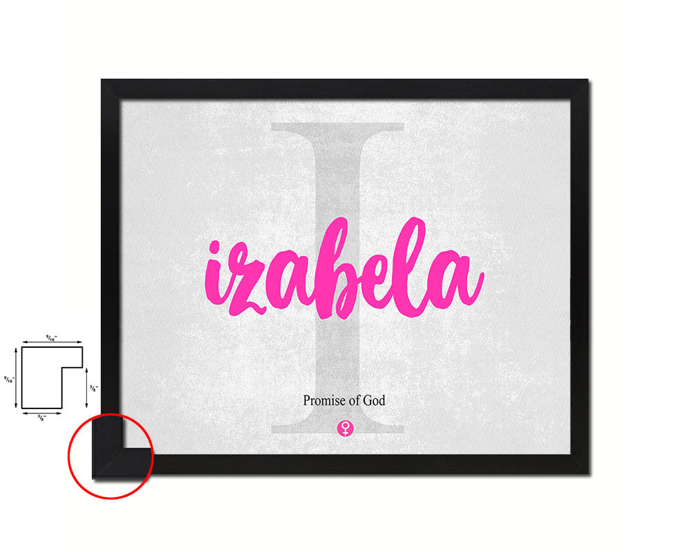 Izabela Personalized Biblical Name Plate Art Framed Print Kids Baby Room Wall Decor Gifts