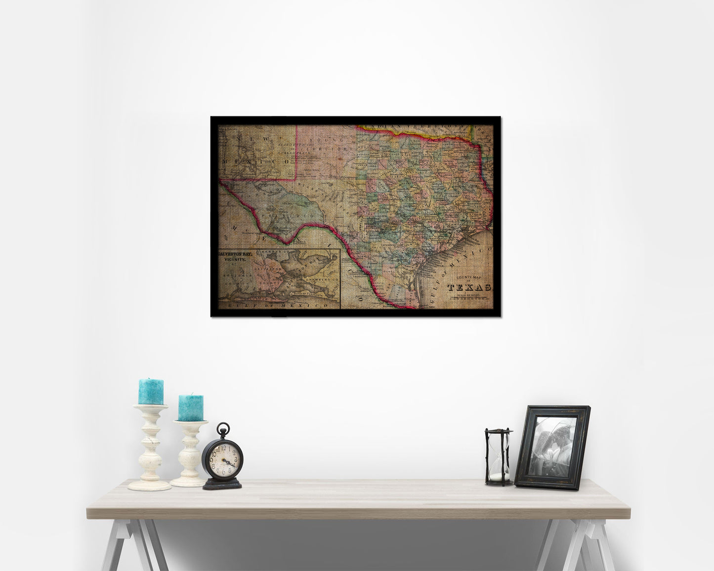 Texas Vintage Map Framed Print Art Wall Decor Gifts