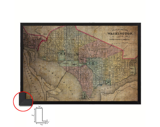 Washington DC Vintage Map Framed Print Art Wall Decor Gifts