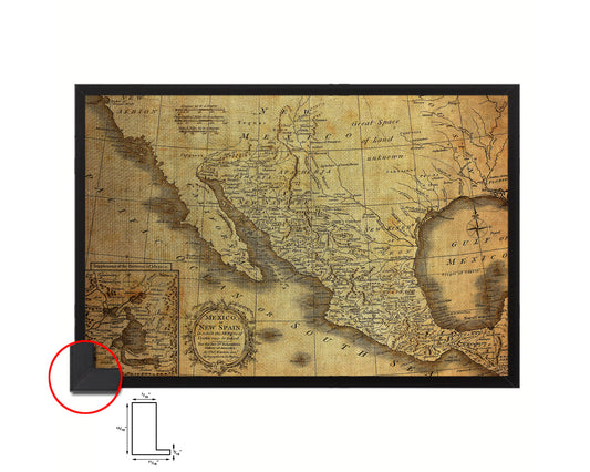 Mexico London 1821 Vintage Map Framed Print Art Wall Decor Gifts