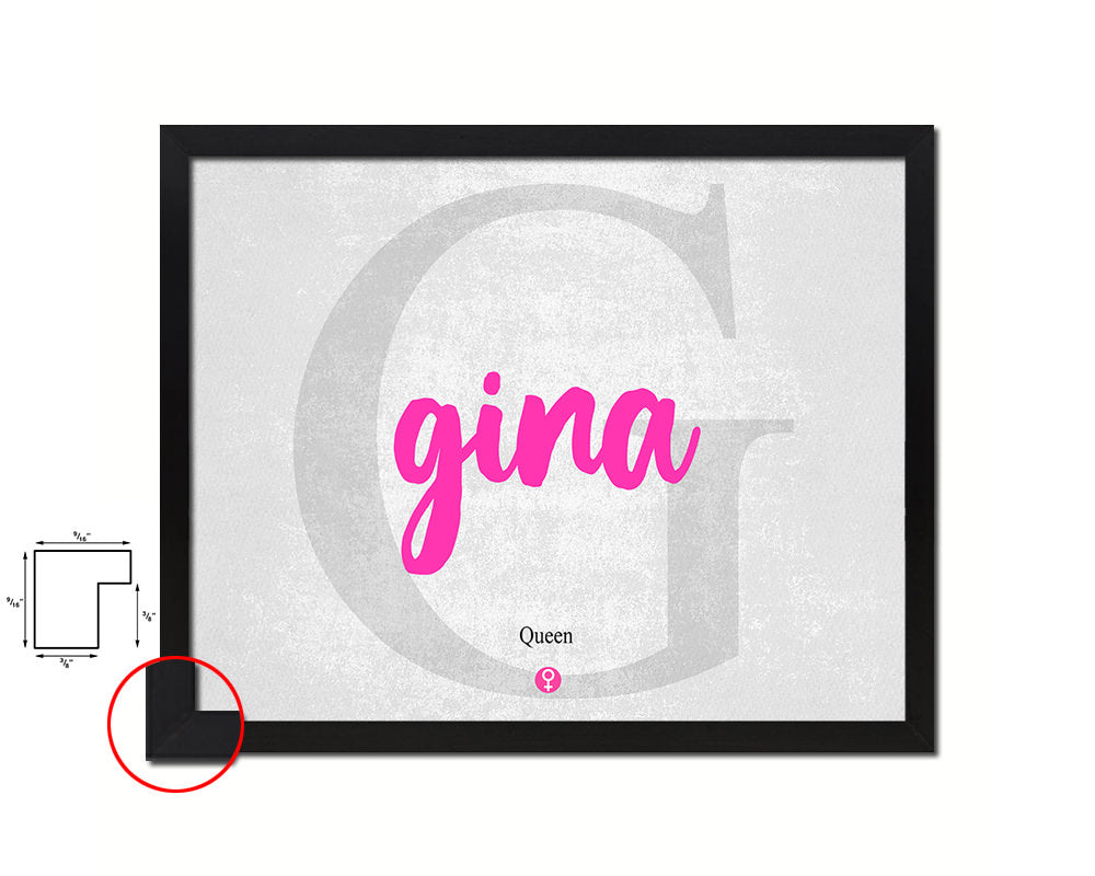 Gina Personalized Biblical Name Plate Art Framed Print Kids Baby Room Wall Decor Gifts