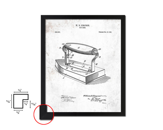 Sad Iron Home Vintage Patent Artwork Black Frame Print Wall Art Decor Gifts