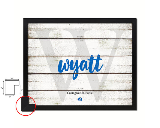 Wyatt Personalized Biblical Name Plate Art Framed Print Kids Baby Room Wall Decor Gifts