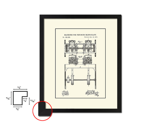 Tenoning Blind-Slats Machine Vintage Patent Artwork Black Frame Print Gifts