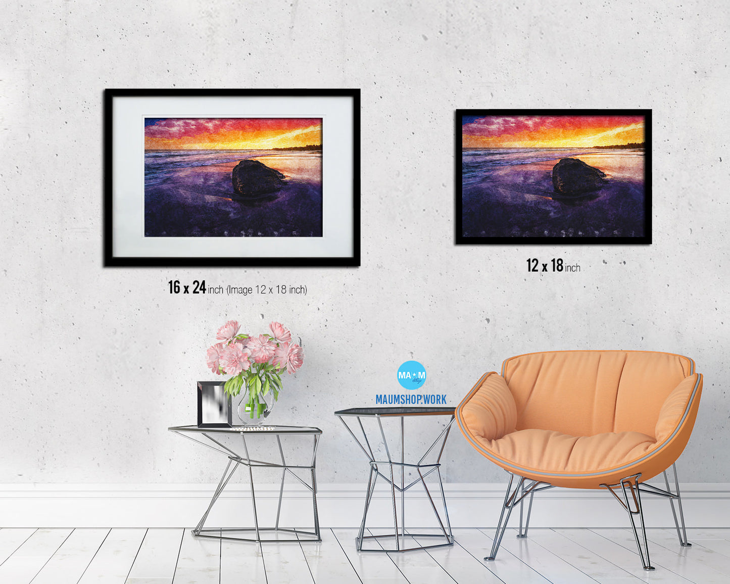 Bois Blanc Beach Etang Sale, Reunion Island Sunset Artwork Painting Print Art Frame Gifts