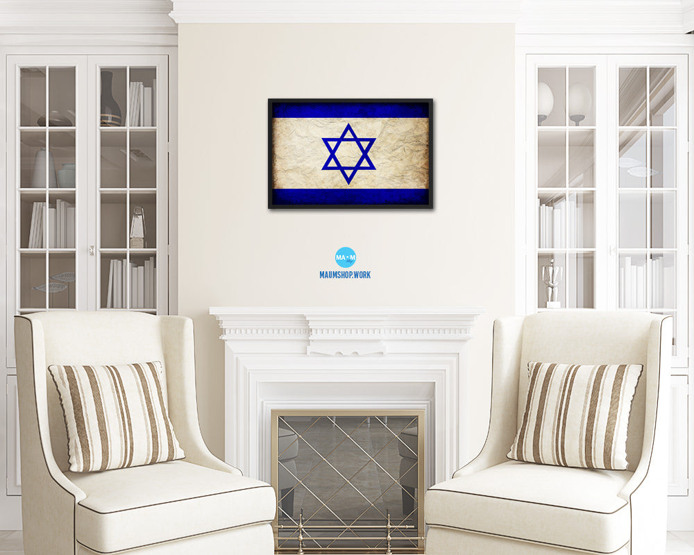 Israel Country Vintage Flag Wood Framed Print Wall Art Decor Gifts