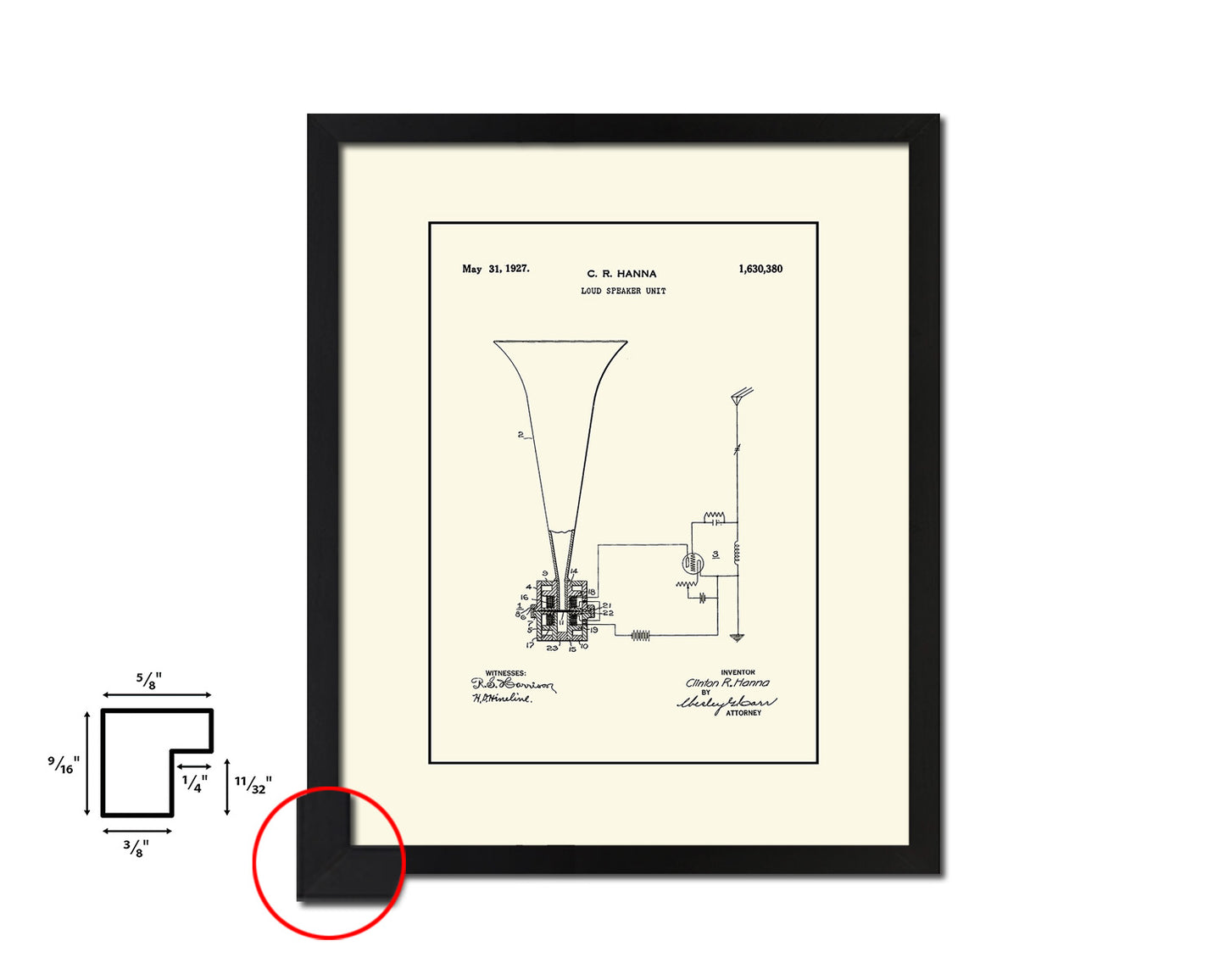 Loud Speaker Unit Loud Speaker Unit 1927 Vintage Patent Artwork Black Frame Print Gifts