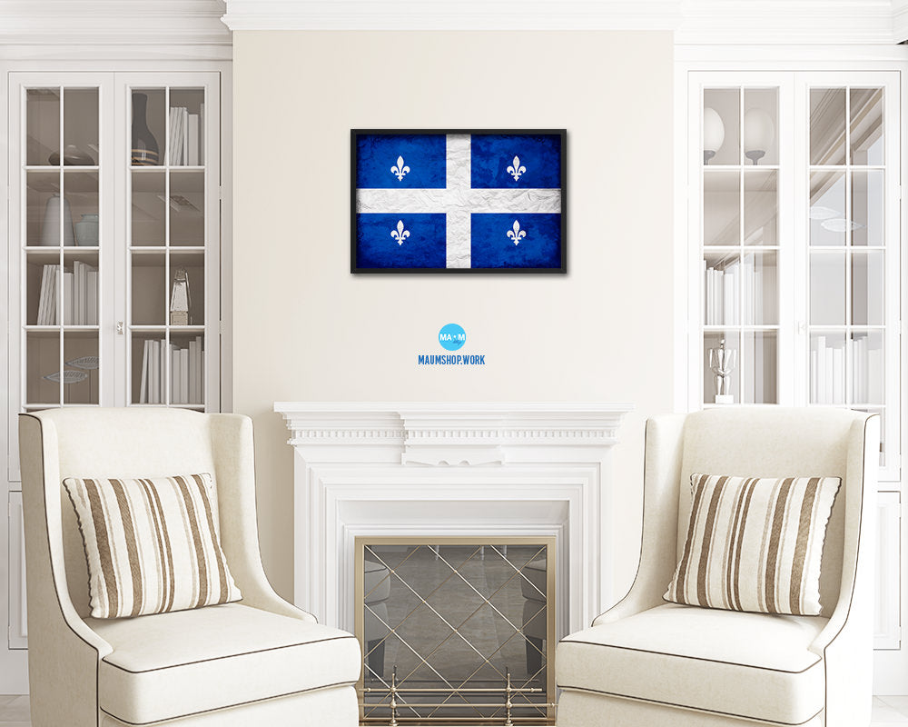 Quebec City Canada Vintage Flag Wood Framed Prints Decor Wall Art Gifts