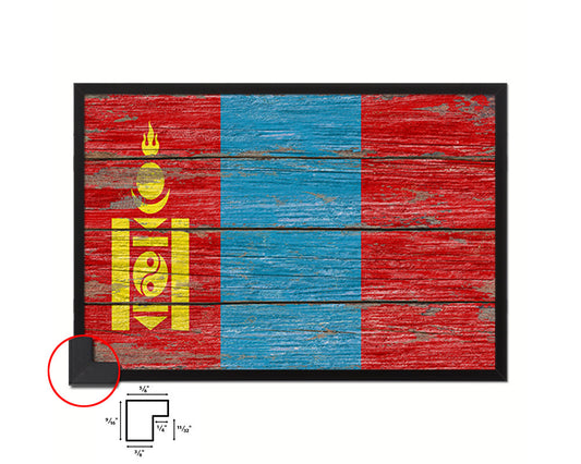 Mongolia Country Wood Rustic National Flag Wood Framed Print Wall Art Decor Gifts