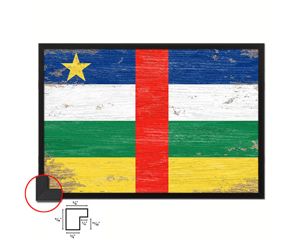 Central African Republic Shabby Chic Country Flag Wood Framed Print Wall Art Decor Gifts